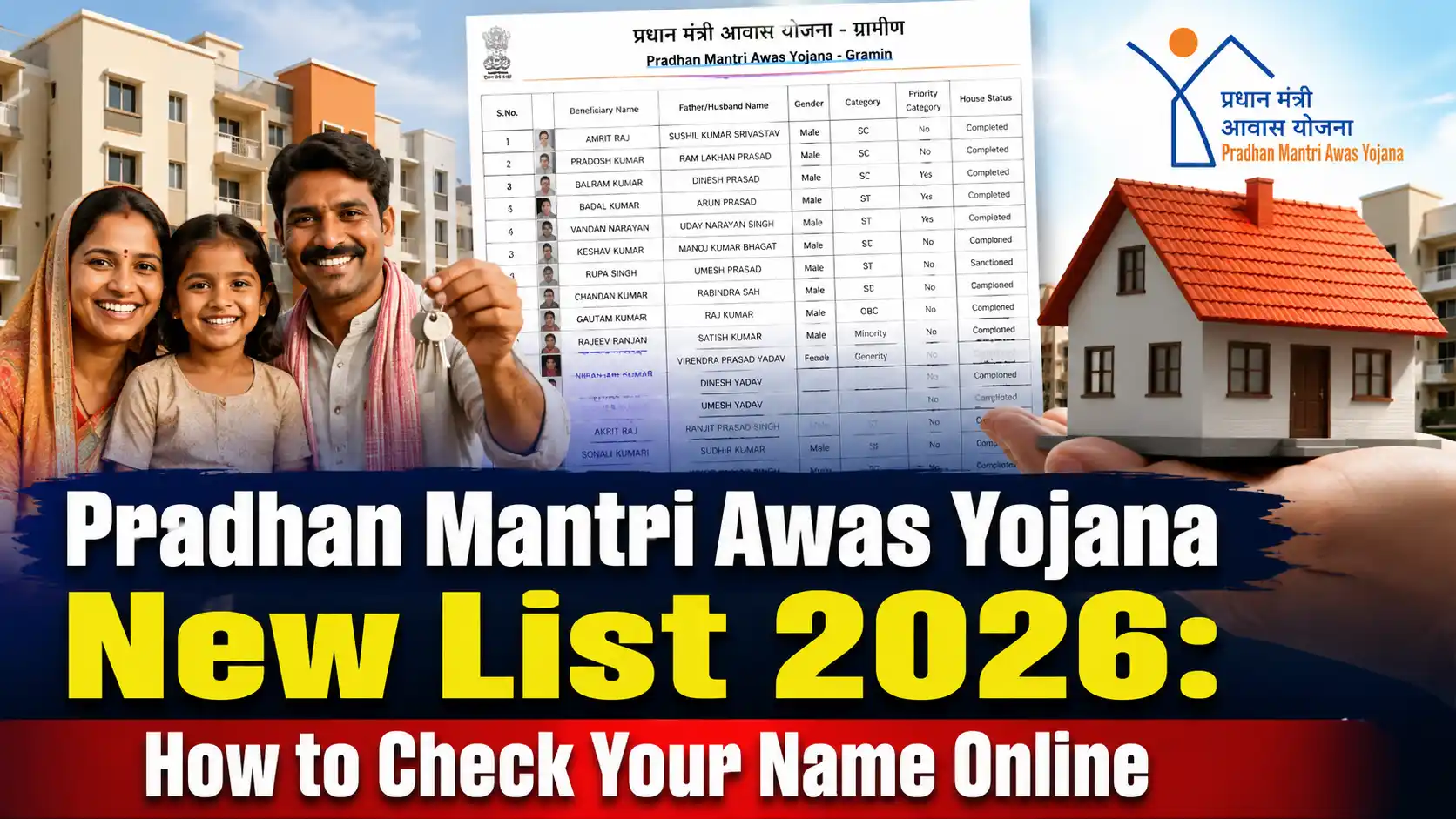 Pradhan Mantri Awas Yojana New List 2026: How to Check Your Name Online