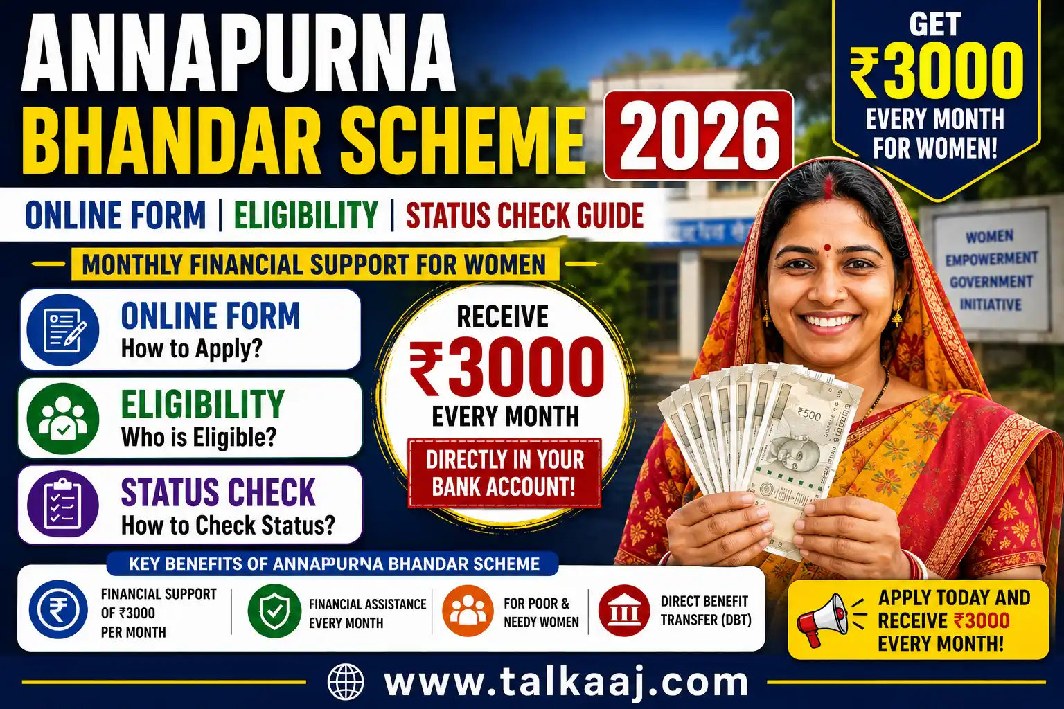 Annapurna Bhandar Scheme 2026: Online Form, Eligibility, and Status Check Guide