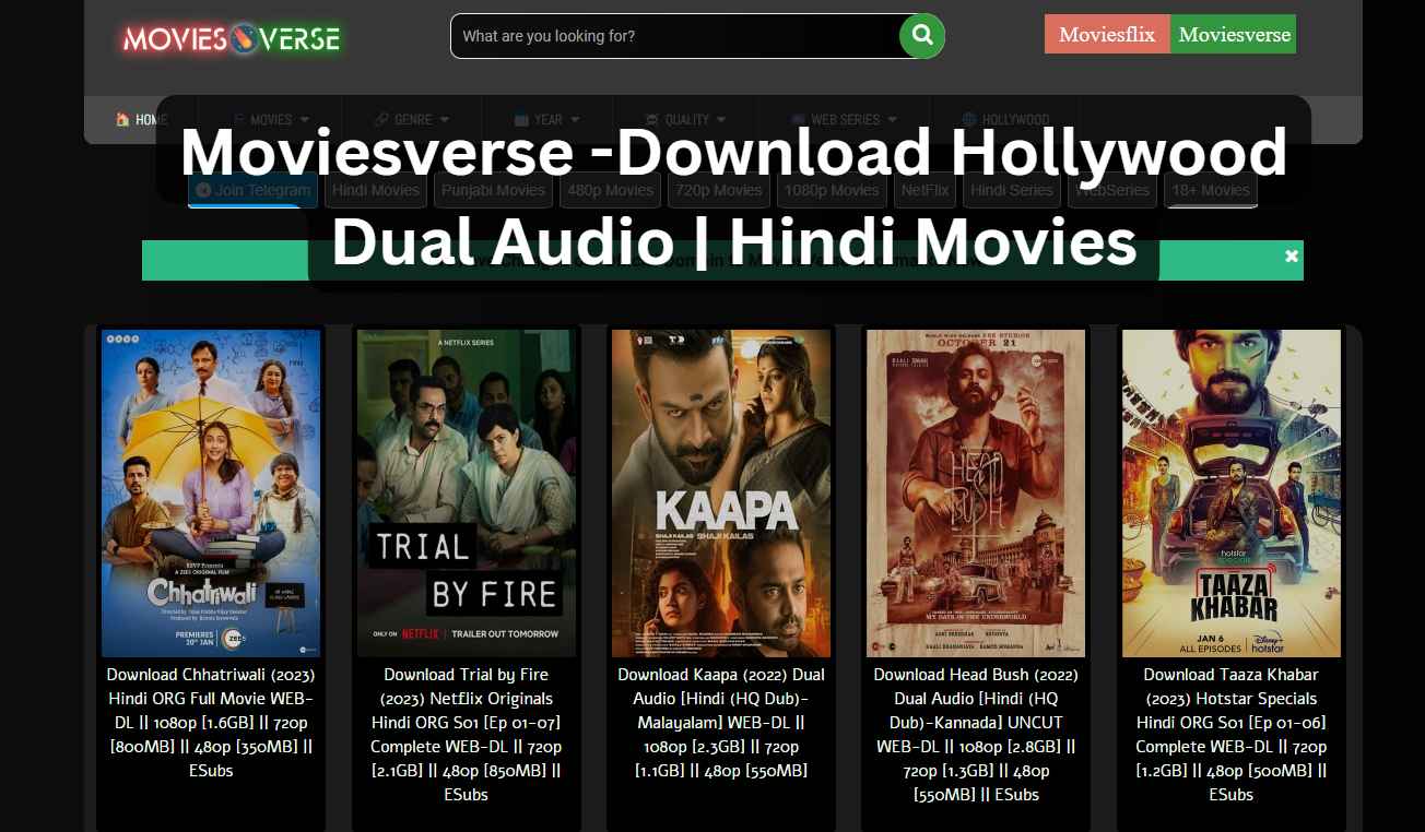Moviesverse Website Download Latest HD Bollywood Hollywood Hindi Dubbed  Movies - Talkaaj