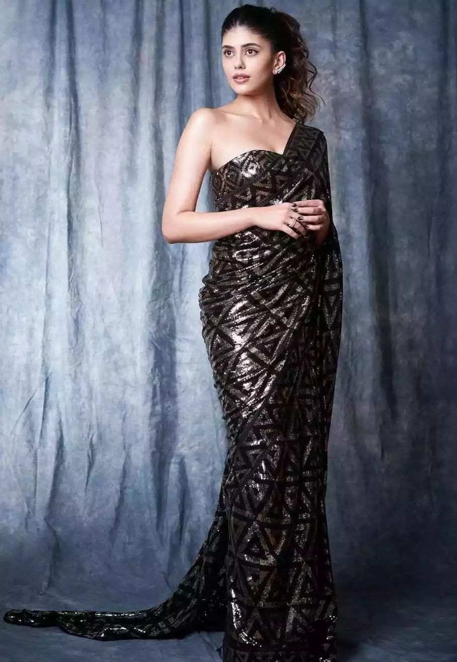 sequin saree in black 1729871798582